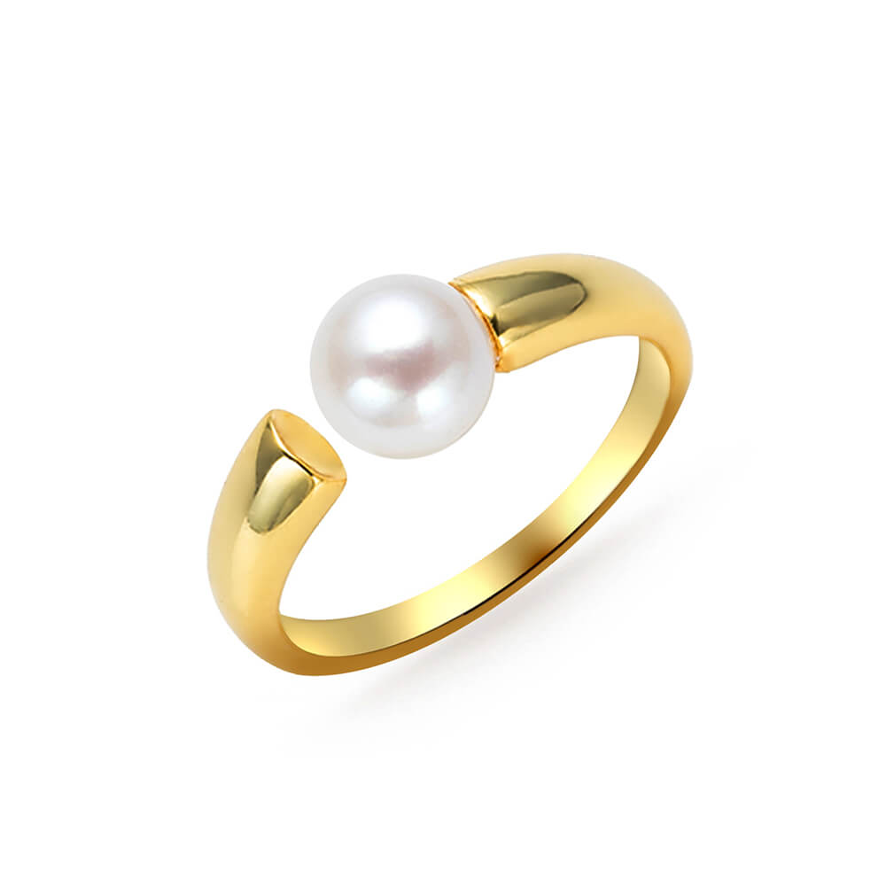 7.0-7.5mm White Freshwater Pearl Radar Ring - AAAA Quality