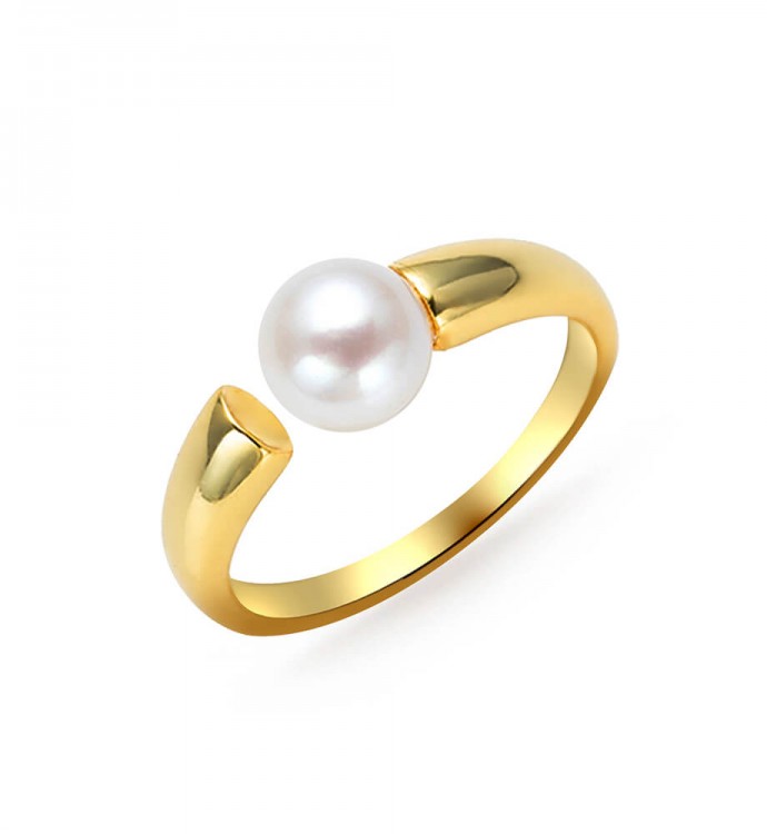 7.0-7.5mm White Freshwater Pearl Radar Ring - AAAA Quality