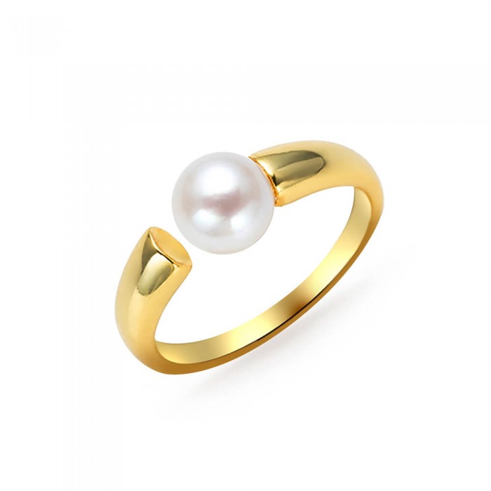 7.0-7.5mm White Freshwater Pearl Radar Ring - AAAA Quality