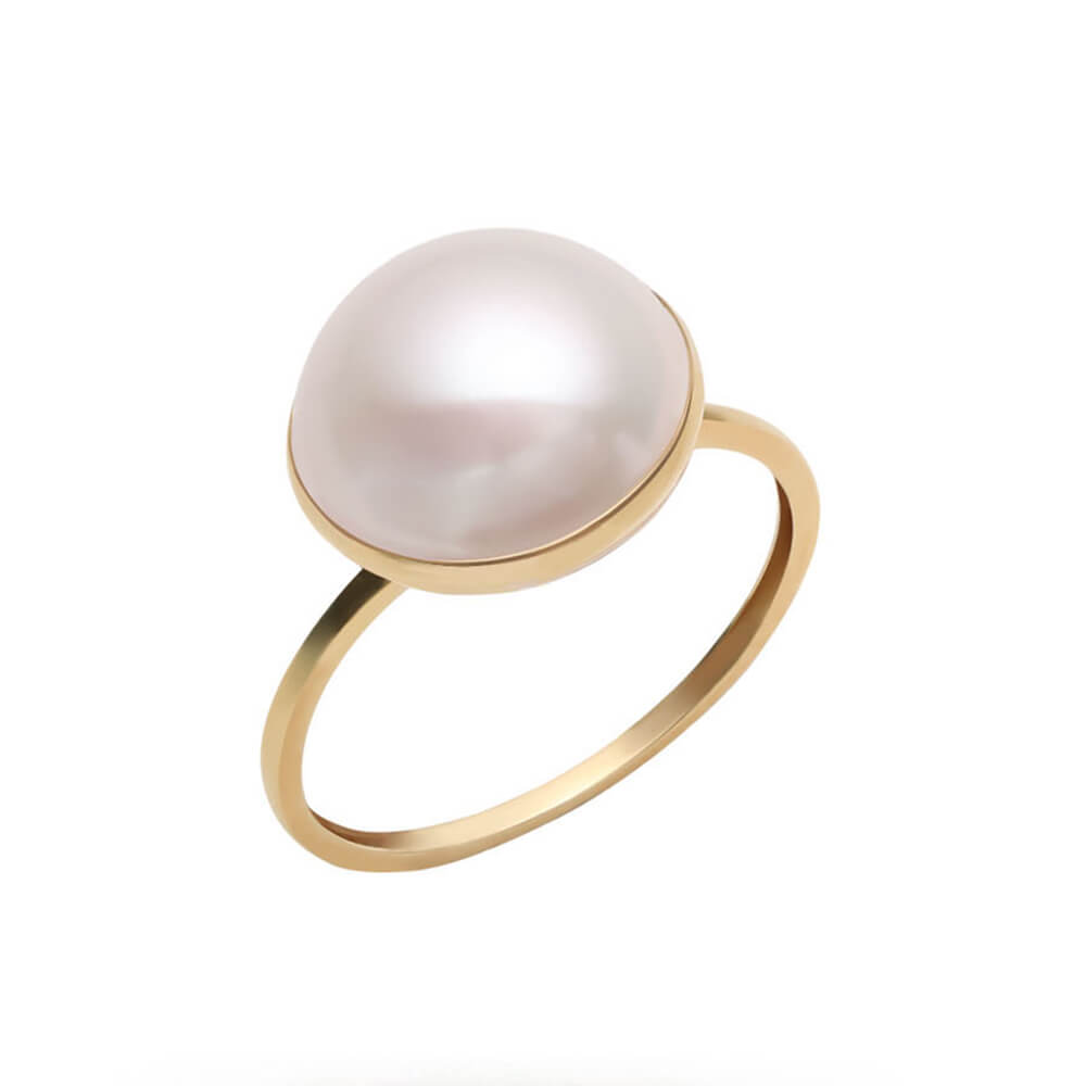 White Mabe Pearl Ring- AAA Quality