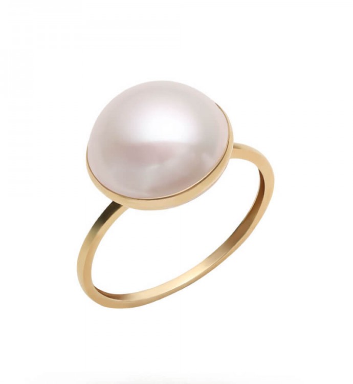 White Mabe Pearl Ring- AAA Quality