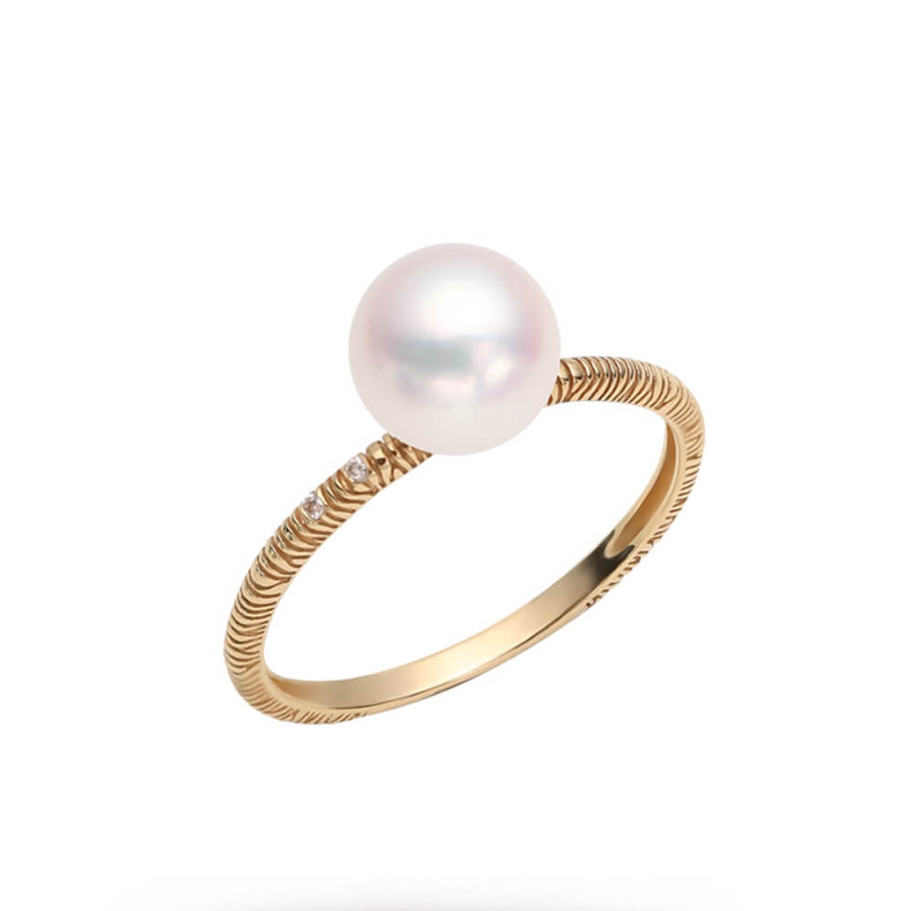 7.0-7.5mm White Akoya Pearl Ring- AAAA Quality