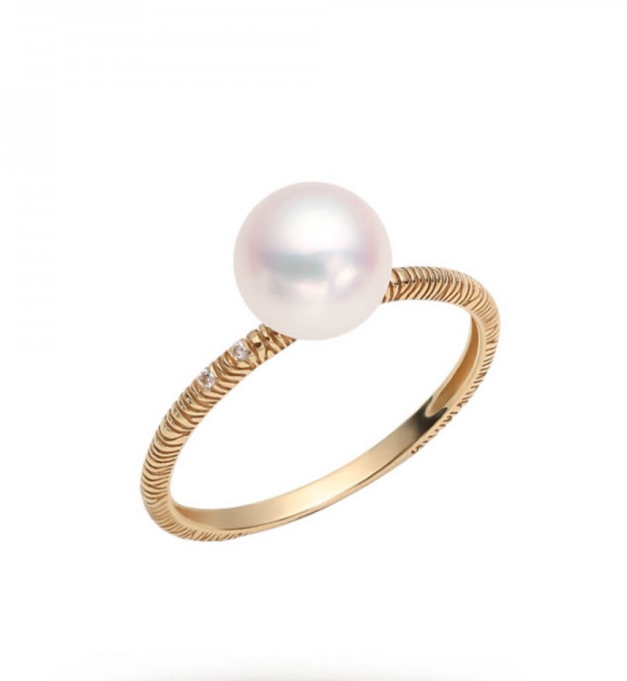 7.0-7.5mm White Akoya Pearl Ring- AAAA Quality