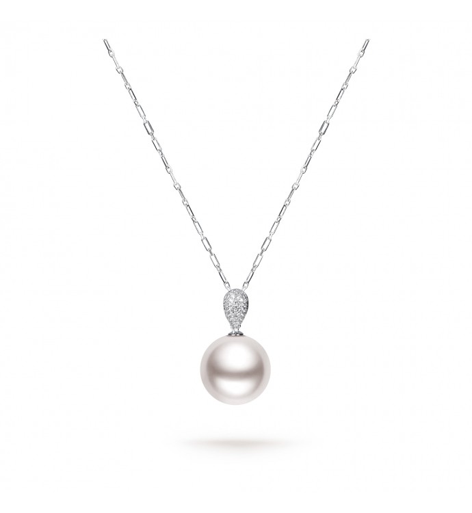 13.0-14.0mm White South Sea Pearl & Diamond Madeline Pendant in 18K Gold - AAA Quality