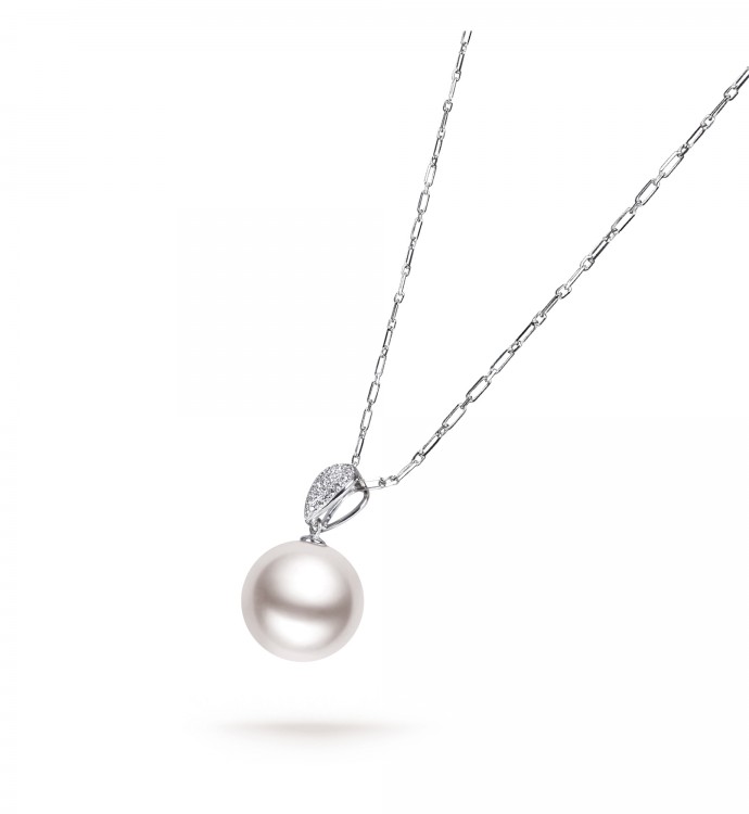 13.0-14.0mm White South Sea Pearl & Diamond Madeline Pendant in 18K Gold - AAA Quality
