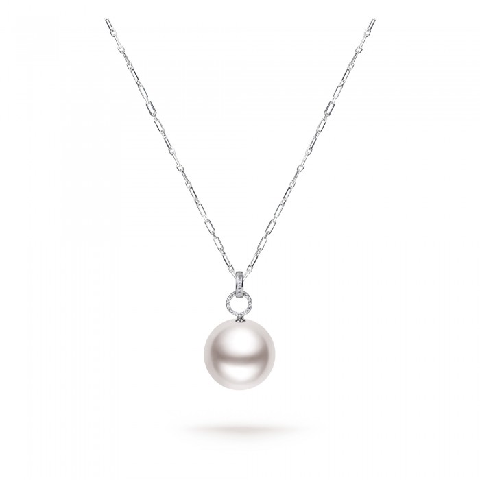 13.0-14.0mm White South Sea Pearl & Diamond Lucy Pendant in 18K Gold - AAA Quality