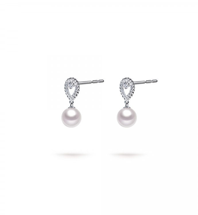 8.0-9.0mm White South Sea Pearl Glory Earrings in 18K Gold - AAAA Quality