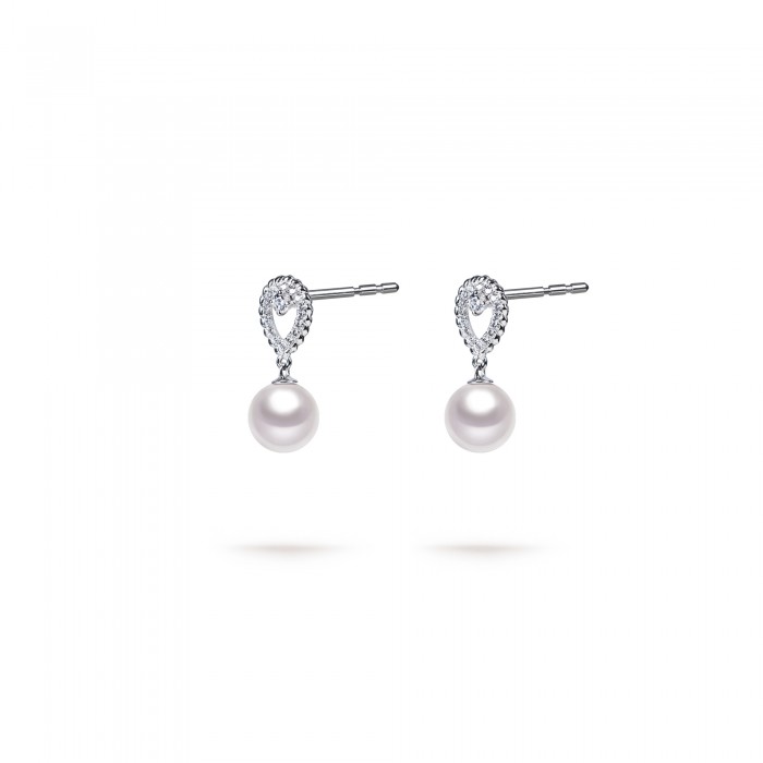 8.0-9.0mm White South Sea Pearl Glory Earrings in 18K Gold - AAAA Quality