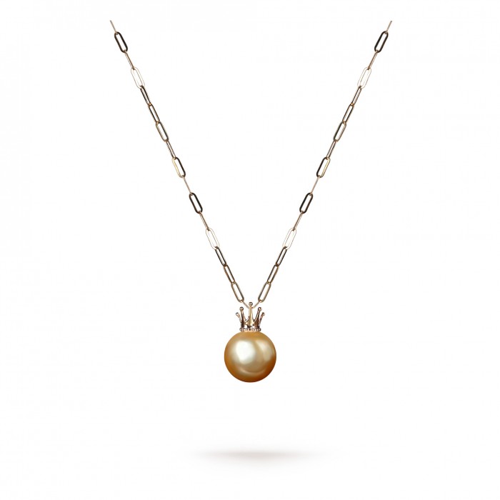 9.0-10.0mm Golden South Sea Pearl Crown Pendant in 18K Gold - AAAAA Quality