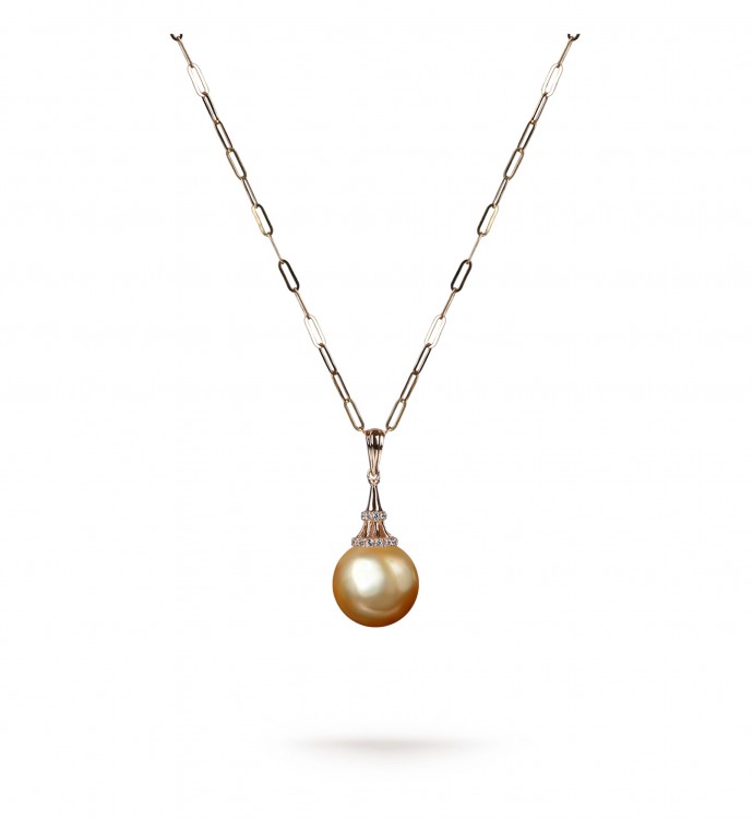 9.0-10.0mm Golden South Sea Pearl Darling Pendant in 18K Gold - AAAAA Quality