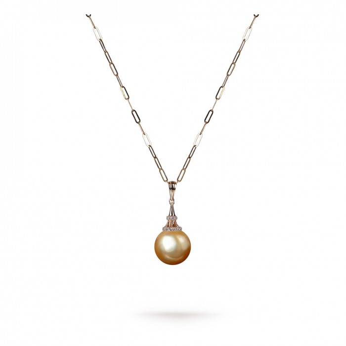 9.0-10.0mm Golden South Sea Pearl Darling Pendant in 18K Gold - AAAAA Quality