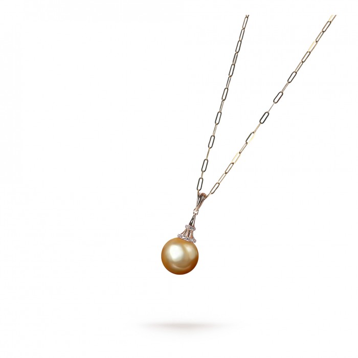 9.0-10.0mm Golden South Sea Pearl Darling Pendant in 18K Gold - AAAAA Quality