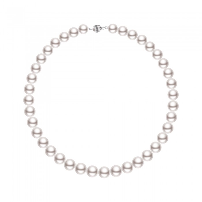 9.0-12.0mm White Freshwater Pearl Necklace - AAAA Quality