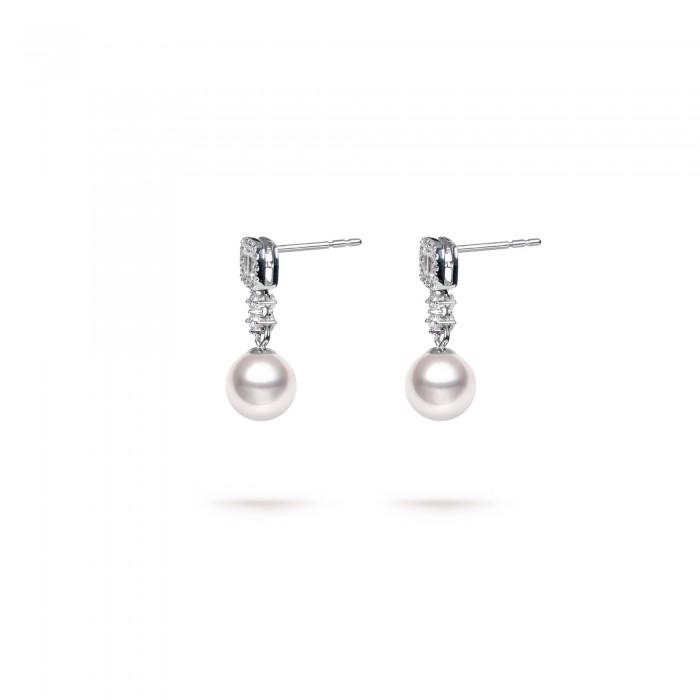 9.0-9.5mm Akoya Pearl Gabriel Earrings in 18K Gold - AAAA Quality