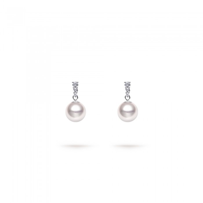 9.0-9.5mm Akoya Pearl Dorothy Earrings in 18K Gold - AAAA Quality