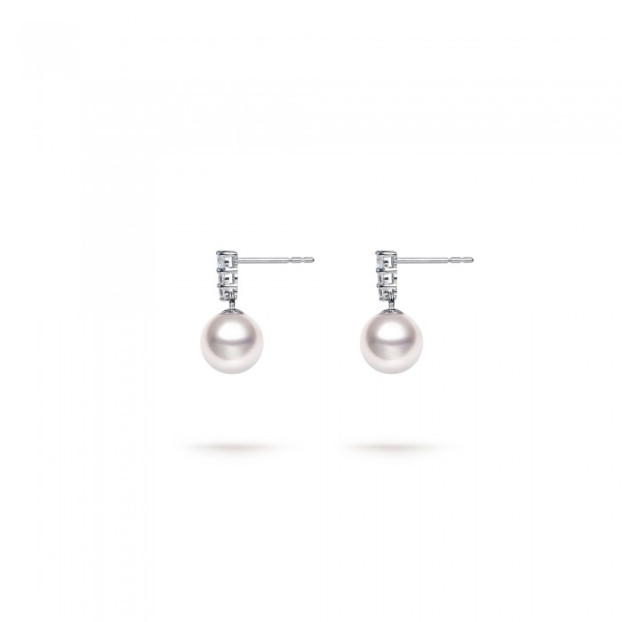 9.0-9.5mm Akoya Pearl Dorothy Earrings in 18K Gold - AAAA Quality