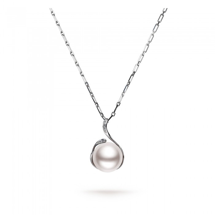 12.0-13.0mm White Freshwater Pearl Swan Pendant in Sterling Silver - AAAAA Quality