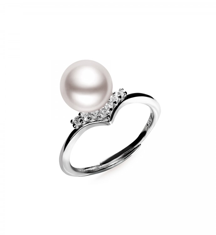 8.5-9.0mm White Freshwater Pearl Princess Ring - AAA Quality
