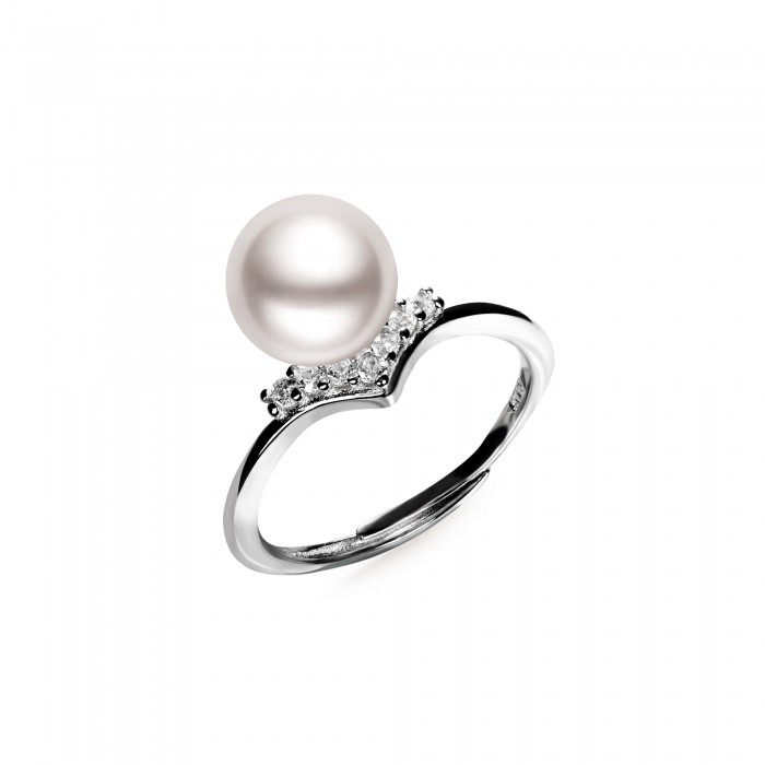 8.5-9.0mm White Freshwater Pearl Princess Ring - AAA Quality