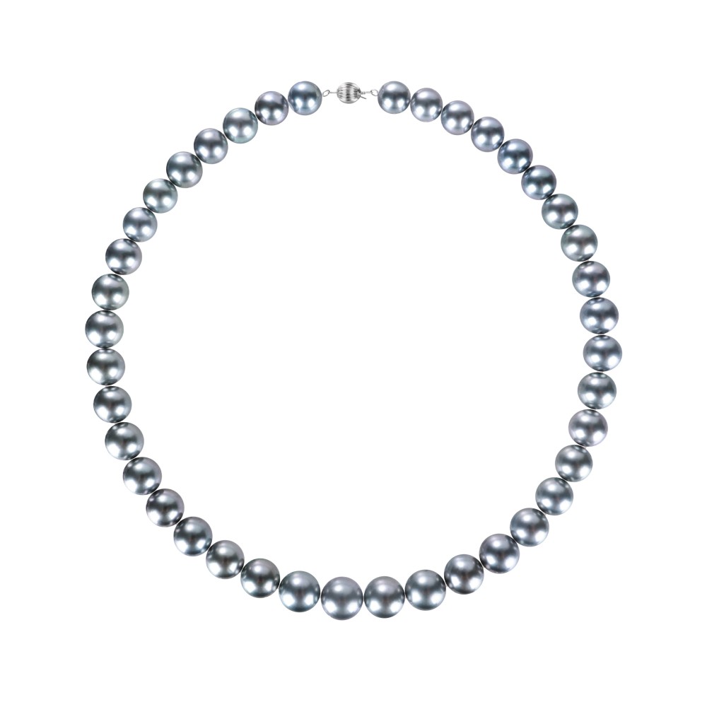 9.0-12.0mm Blue-grey Tahitian Pearl Necklace - AAAAA Quality