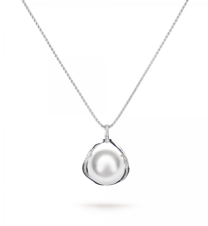 14.5-15.0mm White South Sea Pearl Loki Pendant in 18K Gold - AAAA Quality
