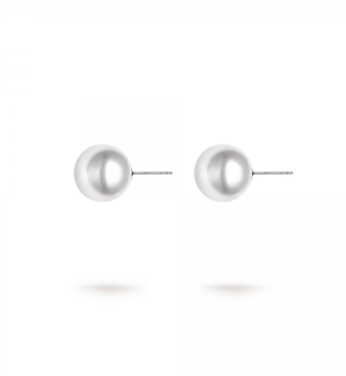 12.0-13.0mm White South Sea Round Pearl Stud Earrings in 18K Gold - AAAA Quality