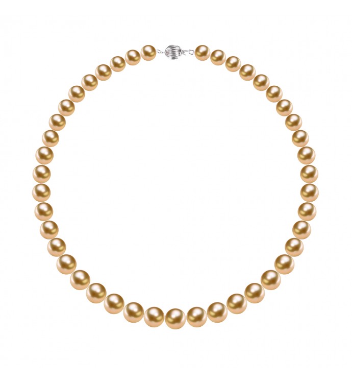 9.0-11.0mm Golden South Sea Pearl Necklace - AAAAA Quality