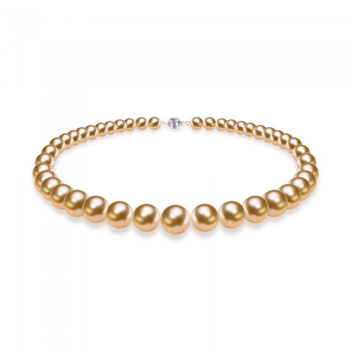 9.0-11.0mm Golden South Sea Pearl Necklace - AAAAA Quality