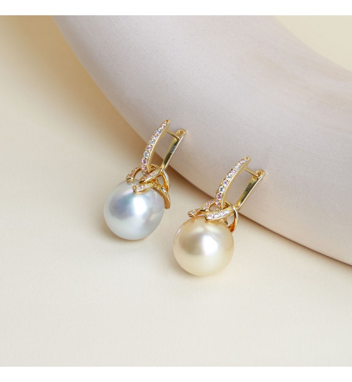 15.0mm Two-Tone Seawater Pearl Earrings