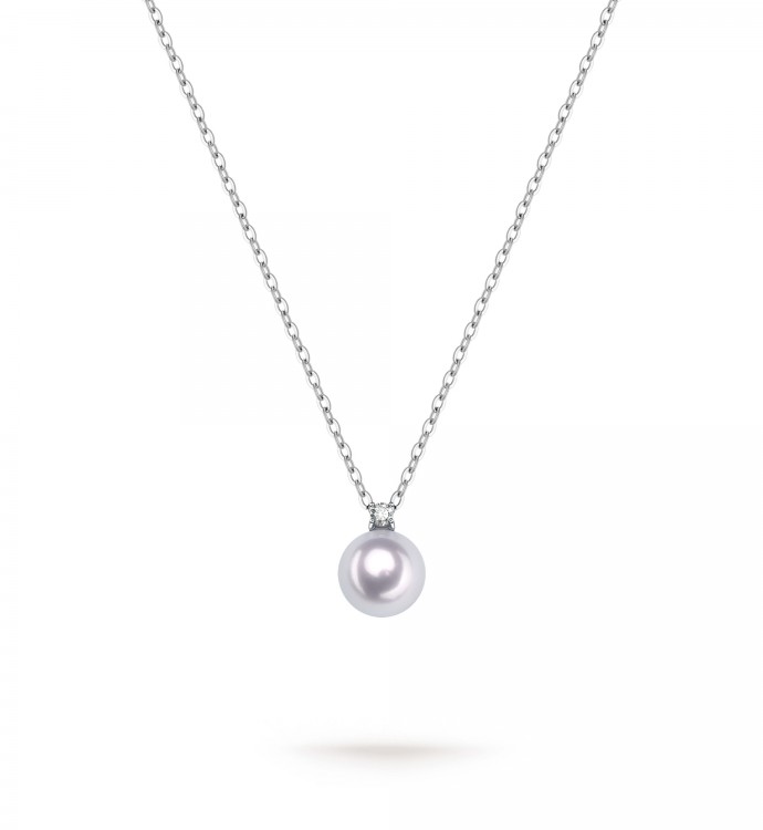 8.0-8.5mm White Freshwater Pearl Dion Pendant in Sterling Silver - AAA Quality