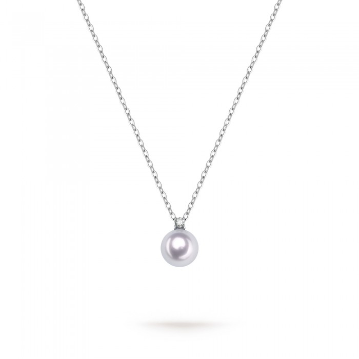 8.0-8.5mm White Freshwater Pearl Dion Pendant in Sterling Silver - AAA Quality