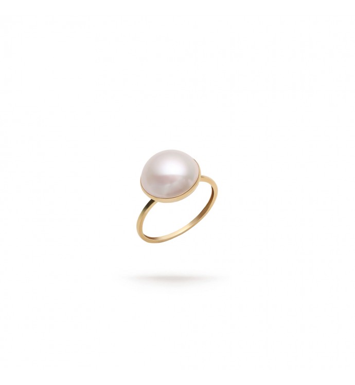 White Mabe Pearl Ring- AAA Quality