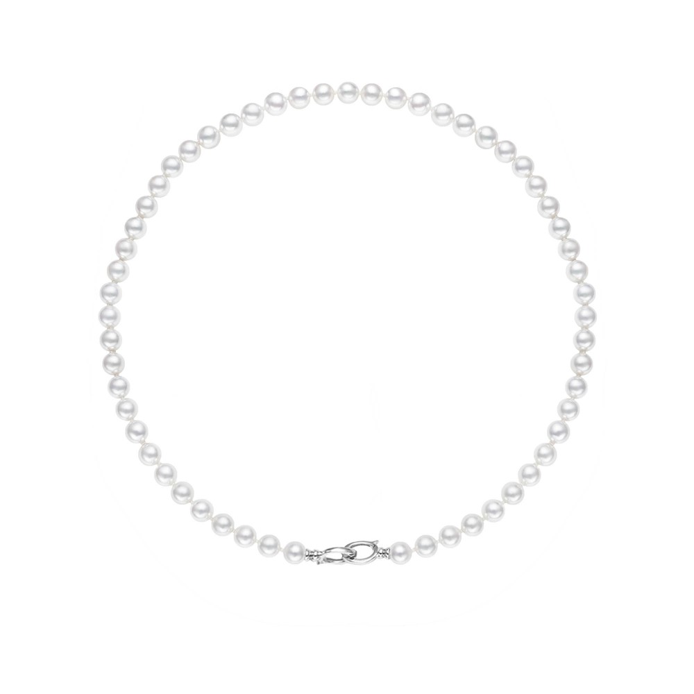 7.0-7.5mm White Akoya Pearl Necklace - AAAAA Quality