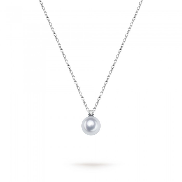 8.5-9.0mm White Akoya Pearl Diana Pendant in 18K Gold - AAAA Quality