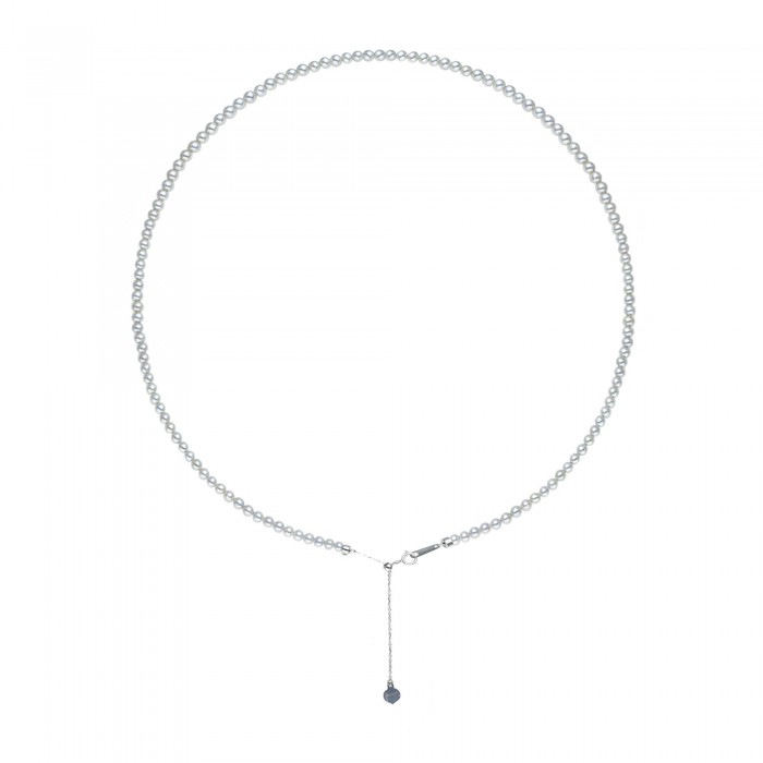 3.0-3.5mm Blue-grey Akoya Pearl Chain Necklace - AAAAA Quality