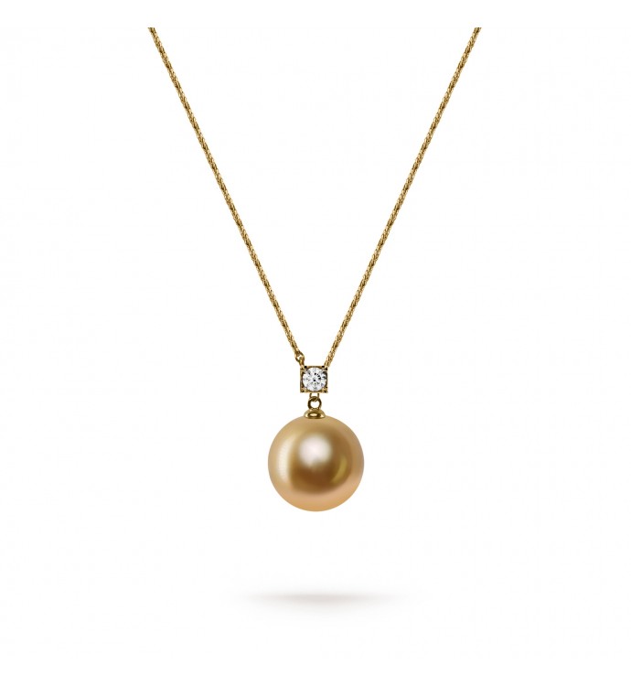 13.0-14.0mm Golden South Sea Pearl Wits Pendant in 18K Gold - AAAA Quality