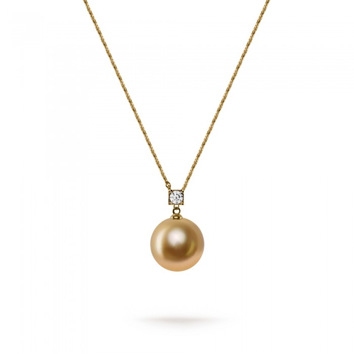 13.0-14.0mm Golden South Sea Pearl Wits Pendant in 18K Gold - AAAA Quality