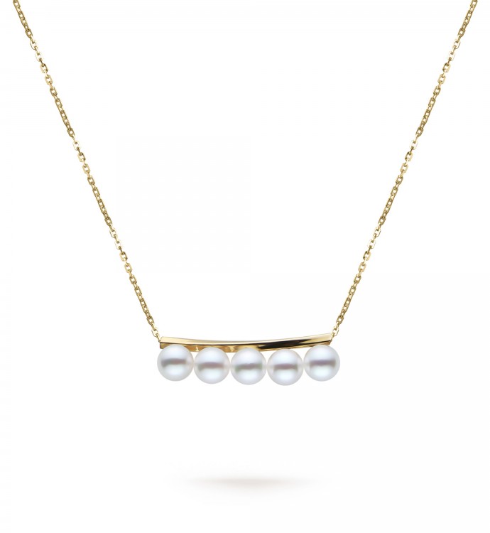 5.0-5.5mm White Akoya Pearl Balance Luxe Pendant in 18K Gold - AAAA Quality