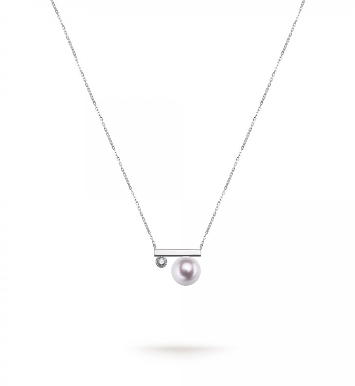 6.0-6.5mm White Akoya Pearl Couple Pendant in 18K Gold - AAAAA Quality