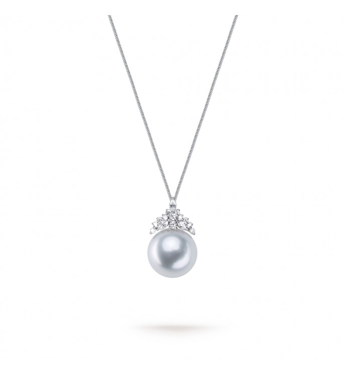 12.0-13.0mm White South Sea Pearl Queenie Pendant in 18K Gold - AAA Quality