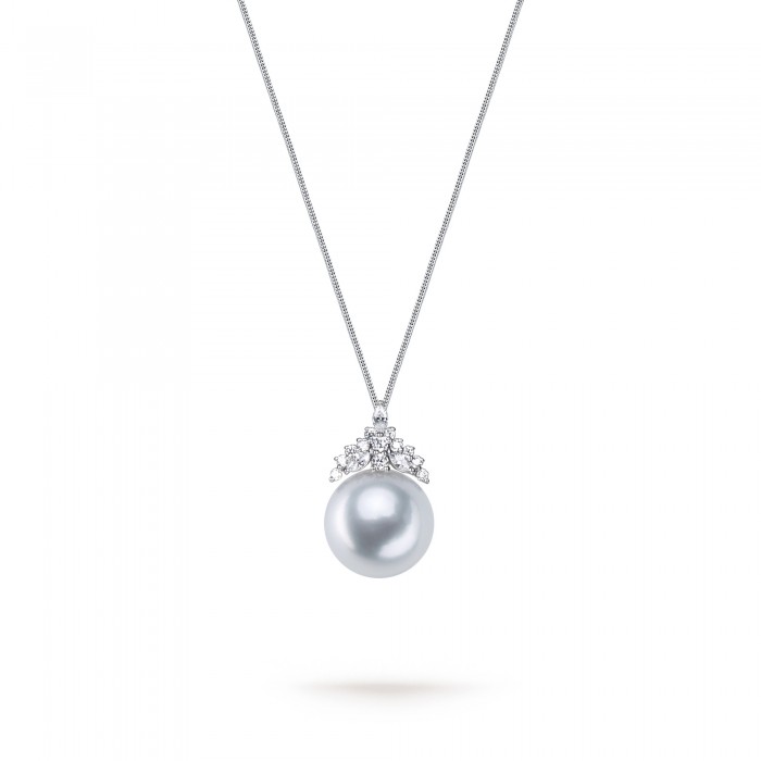 12.0-13.0mm White South Sea Pearl Queenie Pendant in 18K Gold - AAA Quality