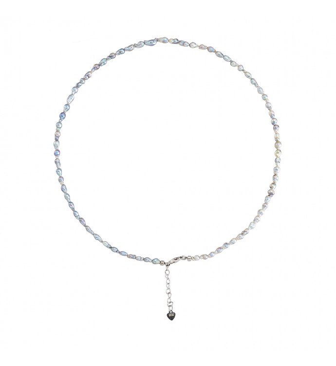 3.0-6.0mm Keshi Blue to Grey Akoya Pearl Necklace - AAA Quality