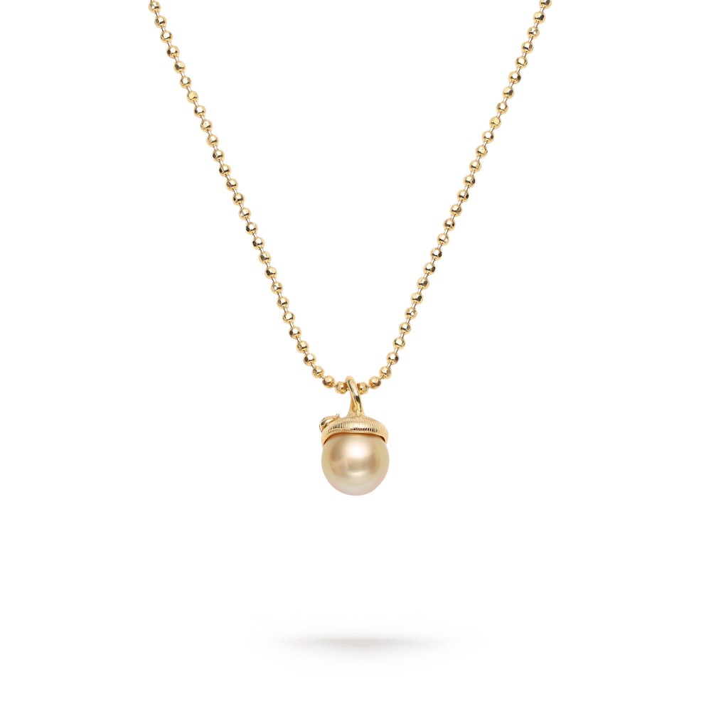 9.0-11.0mm Golden South Sea Pearl Pendant in Sterling Silver - AAA Quality