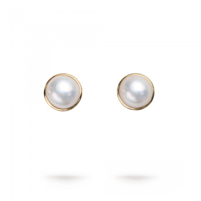 14.0-15.0mm White Mabe Pearl Earrings - AAAA Quality