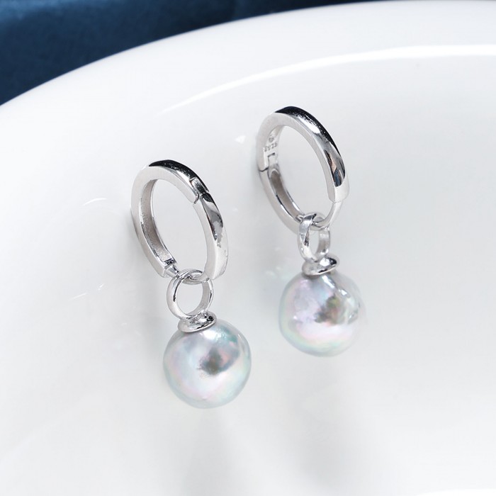 9.0-10.0mm Seawater Baroque Pearl Earrings