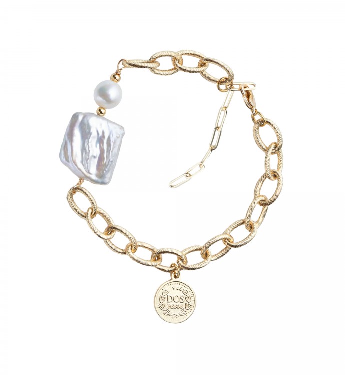 Baroque Freshwater Pearl Bracelet & Gold Coin