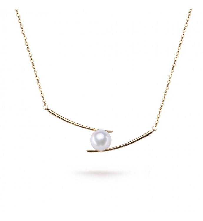 7.5-8.0mm Akoya Pearl Bypass Pendant in 18K Gold - AAAA Quality