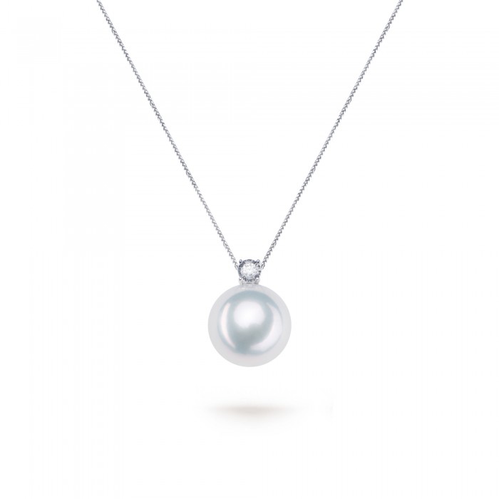 12.0-13.0mm White Freshwater Pearl Dion Pendant in Sterling Silver - AAAAA Quality