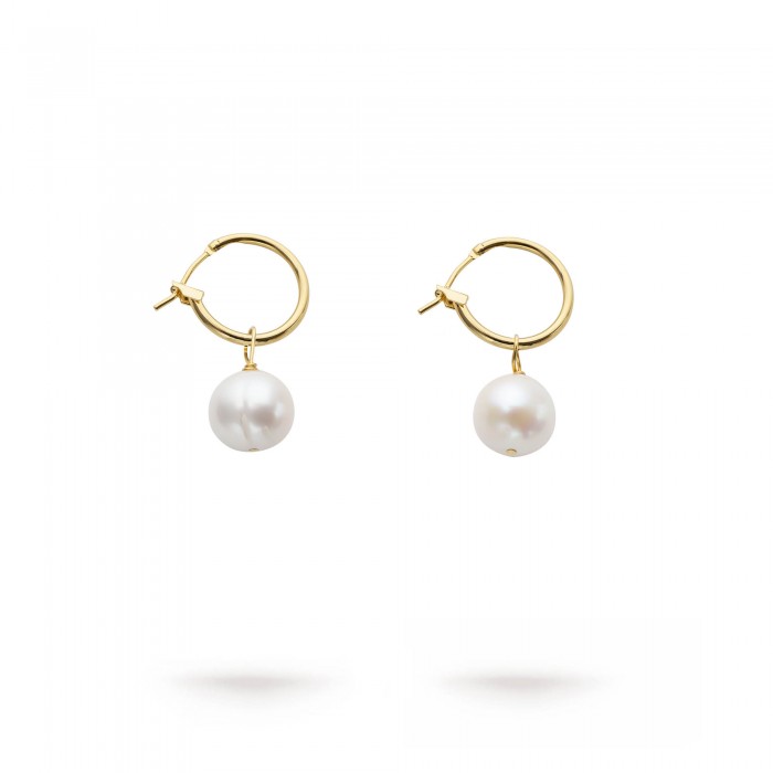 White Freshwater Pearl Hoop Earrings