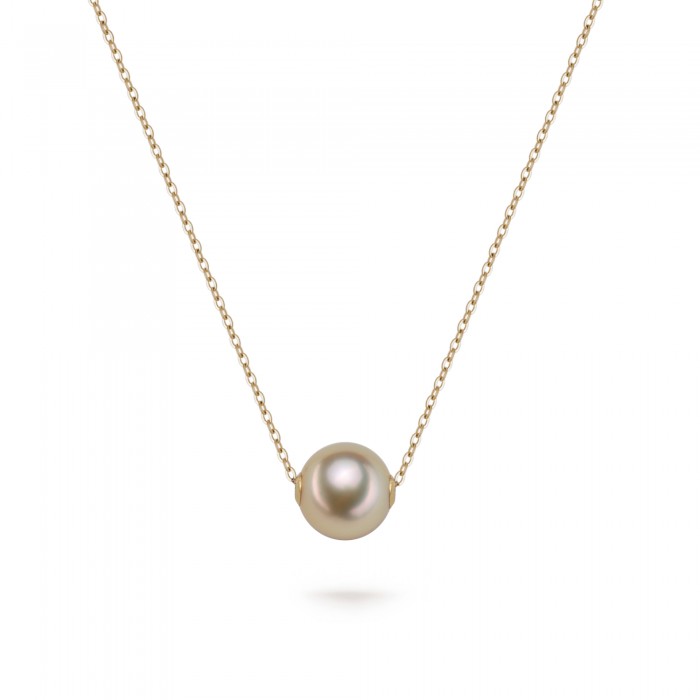 10.0-11.0mm Golden South Sea Pearl Floating Pendant in 18K Gold - AAA Quality